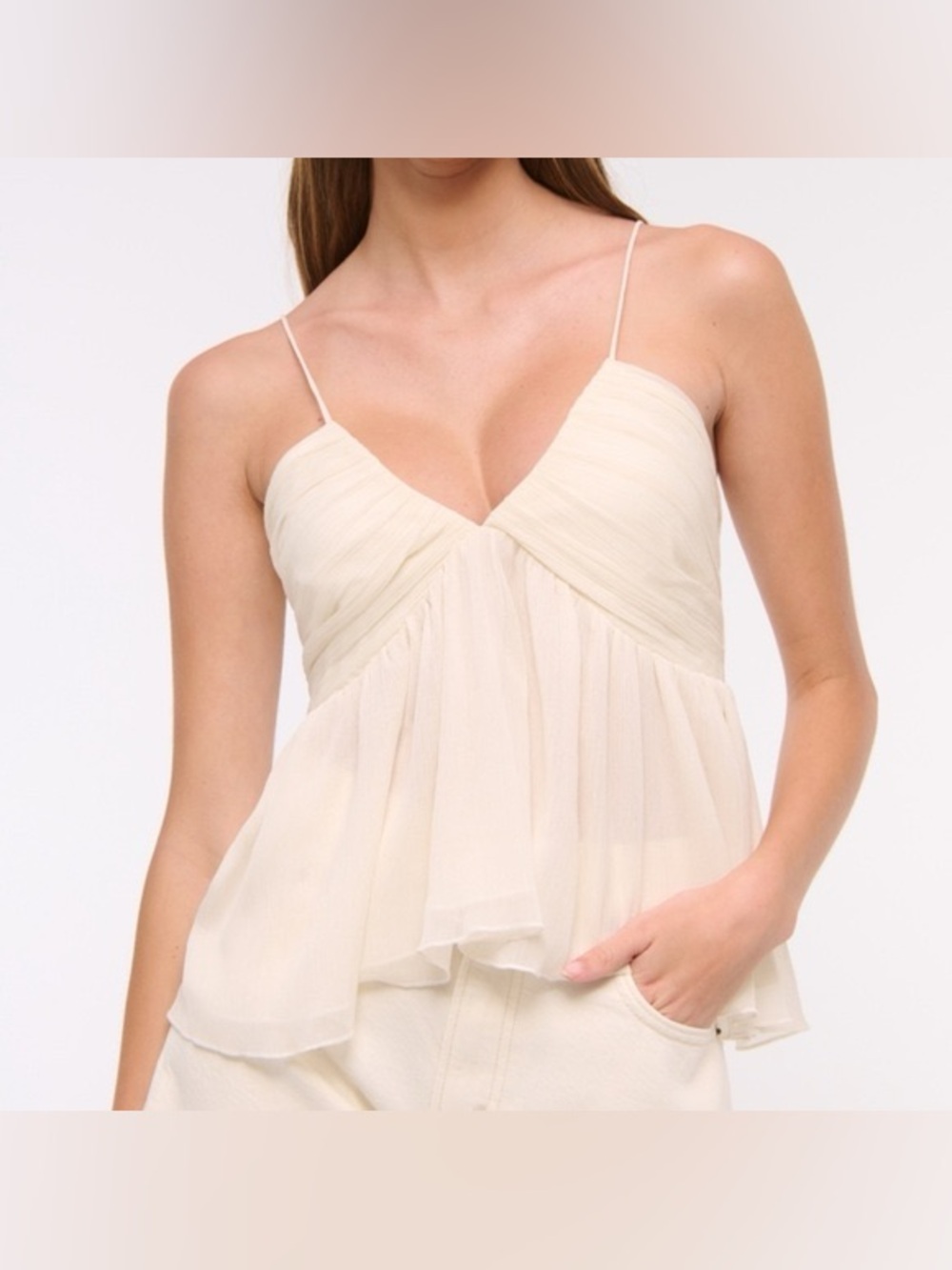 A&F Ruched V-Neck Cami WORN ONCE
